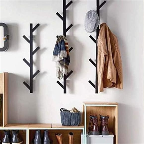 Coat Rack & Hat Rack - Modern Design - Wall Mounted - Stylish - (Black) - Picture 1 of 6